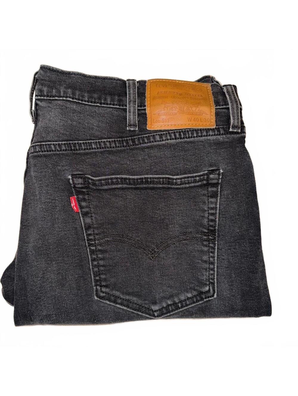 Levi's 511 Premium Men's Black Denim Jeans Size W40 L30 Slim Fit